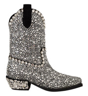 Black Suede Strass Crystal Cowgirl Boots