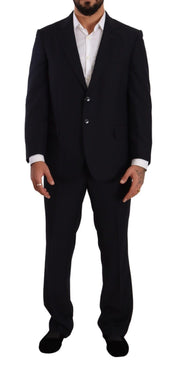 Blue Polyester Single Breasted Formal Suit