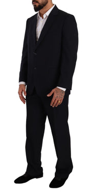 Blue Polyester Single Breasted Formal Suit