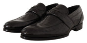 Black Crocodile Leather Slip On Moccasin Shoes