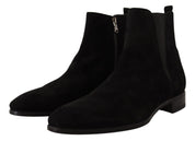 Black Suede Leather Chelsea Mens Boots Shoes