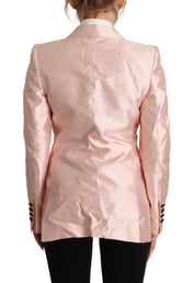 Pink Satin Long Sleeves Blazer Coat Jacket