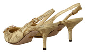 Dolce & Gabbana Gold Yellow Crystal Slingbacks Pumps