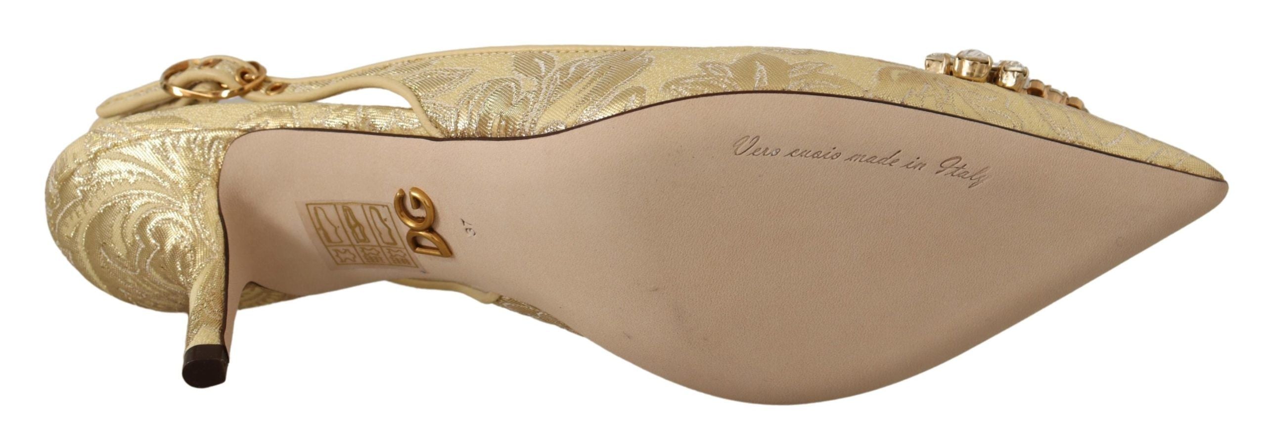 Dolce & Gabbana Gold Yellow Crystal Slingbacks Pumps