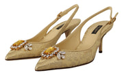 Dolce & Gabbana Gold Yellow Crystal Slingbacks Pumps