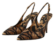 Brown Python Slingbacks with Tiger Pattern