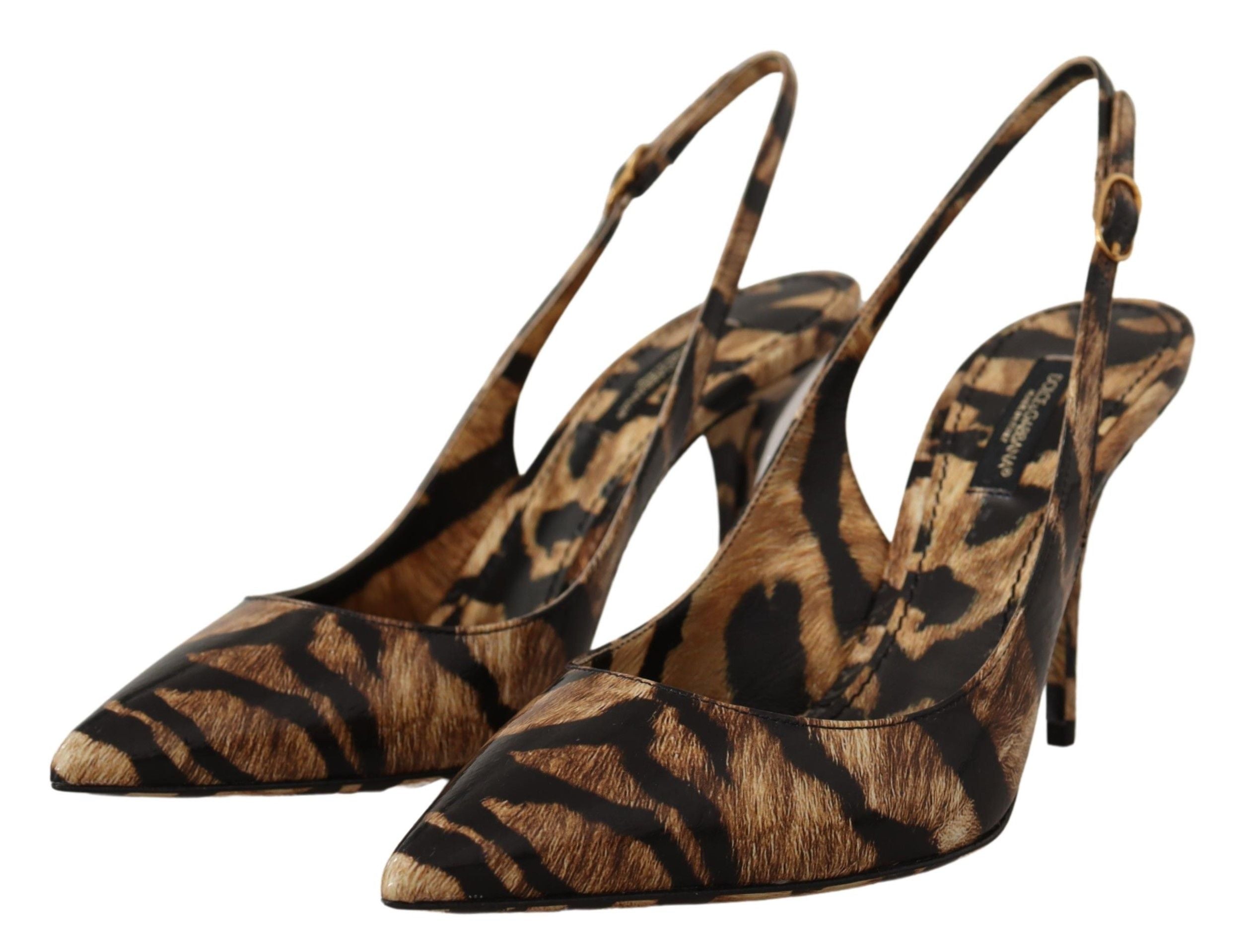 Brown Python Slingbacks with Tiger Pattern