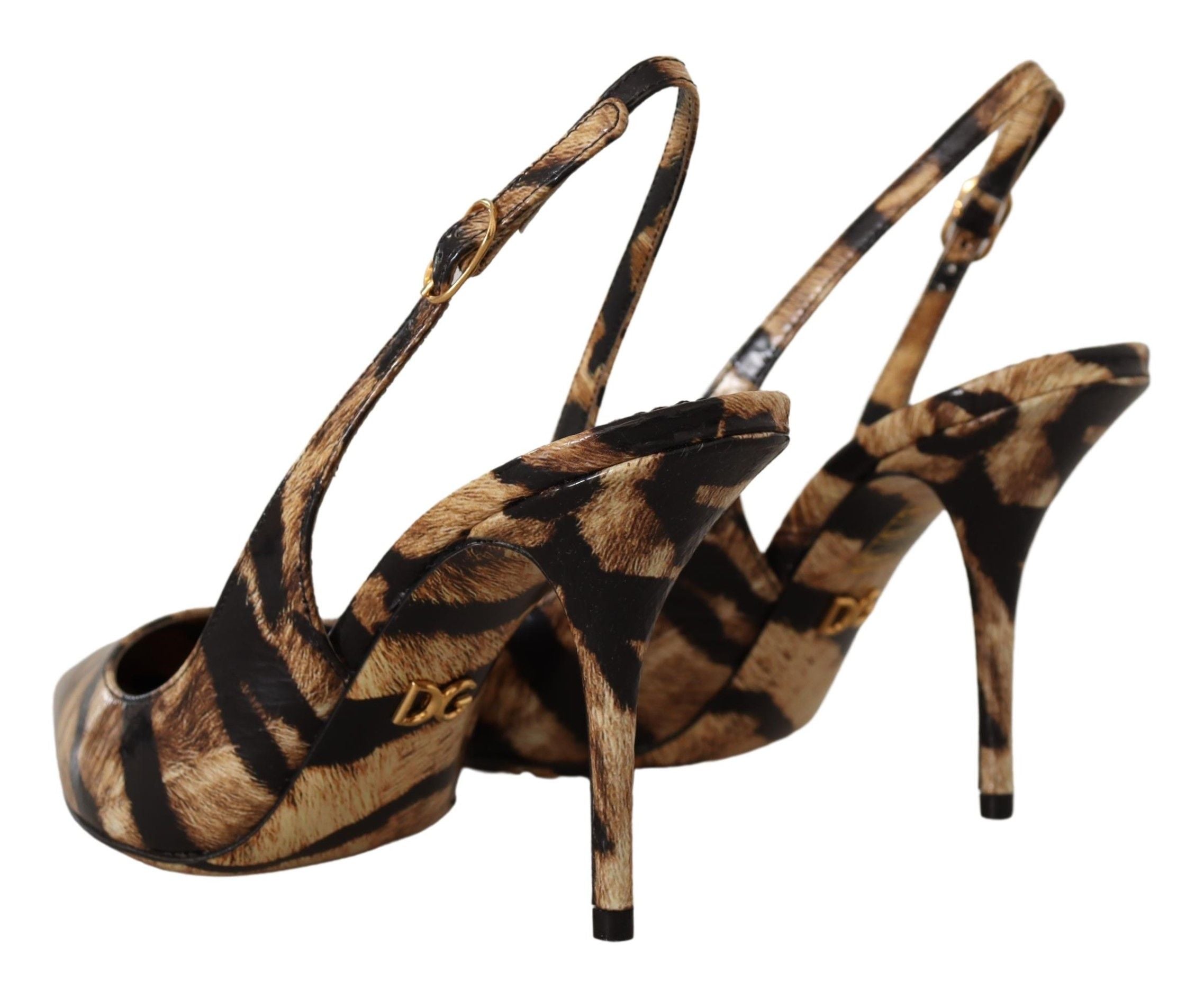 Brown Python Slingbacks with Tiger Pattern