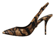Brown Python Slingbacks with Tiger Pattern