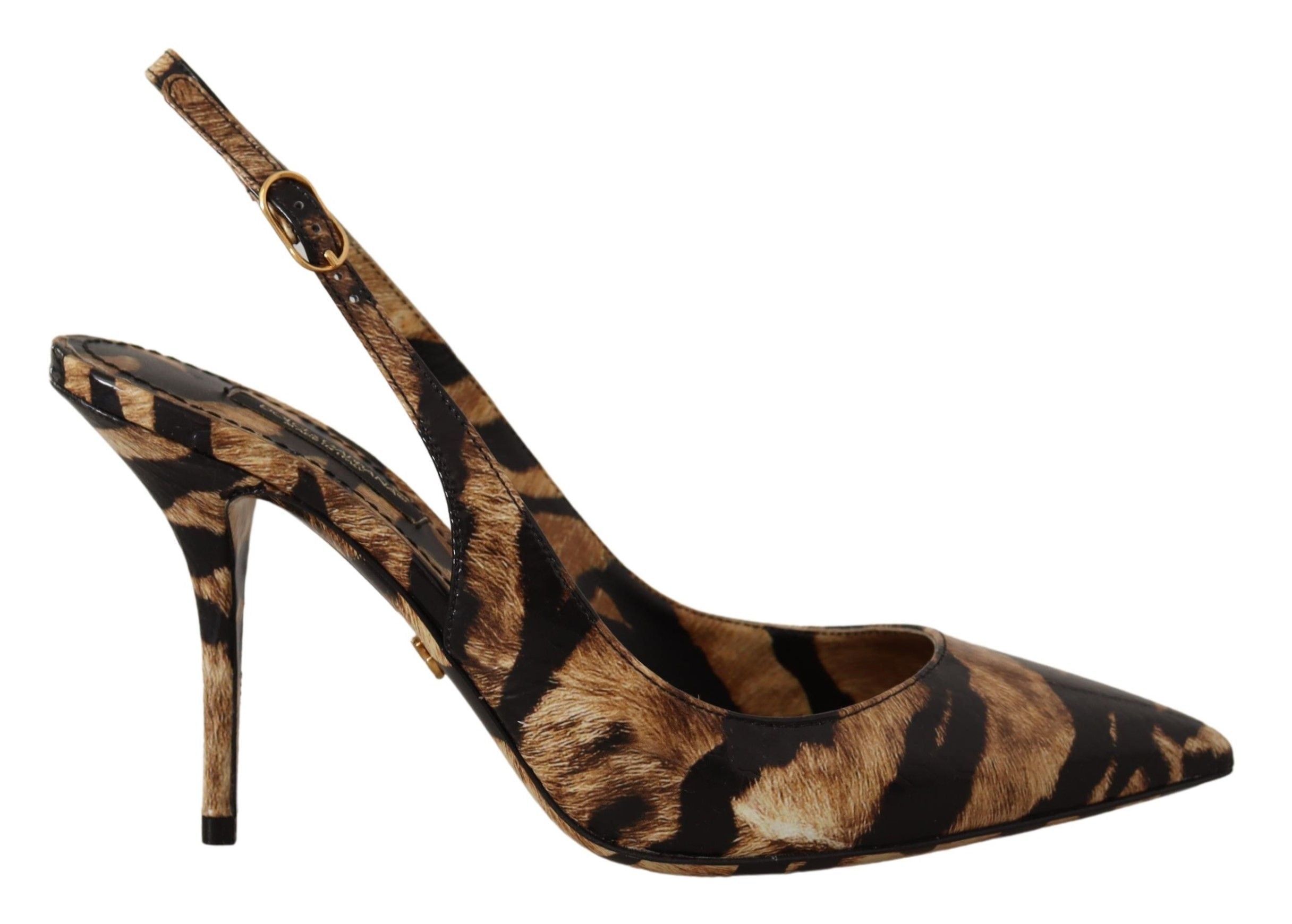 Brown Python Slingbacks with Tiger Pattern