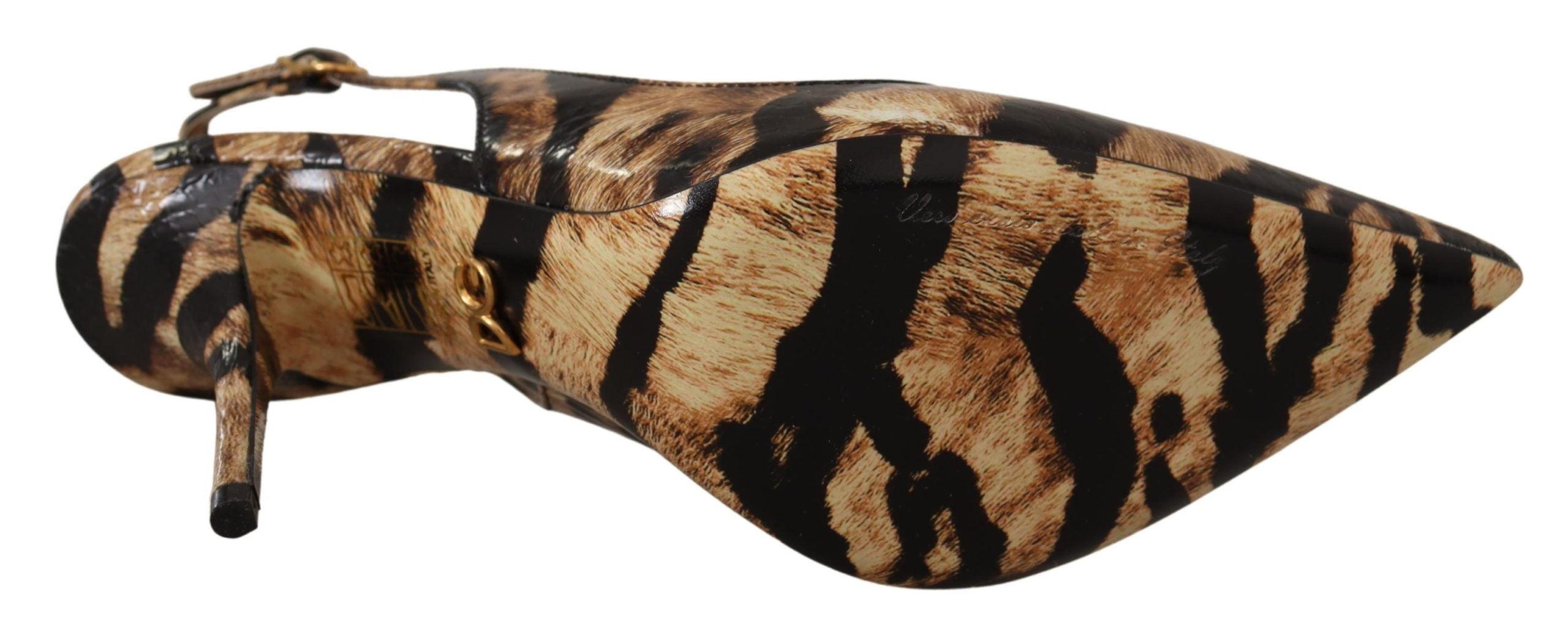 Brown Python Slingbacks with Tiger Pattern