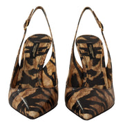 Brown Python Slingbacks with Tiger Pattern