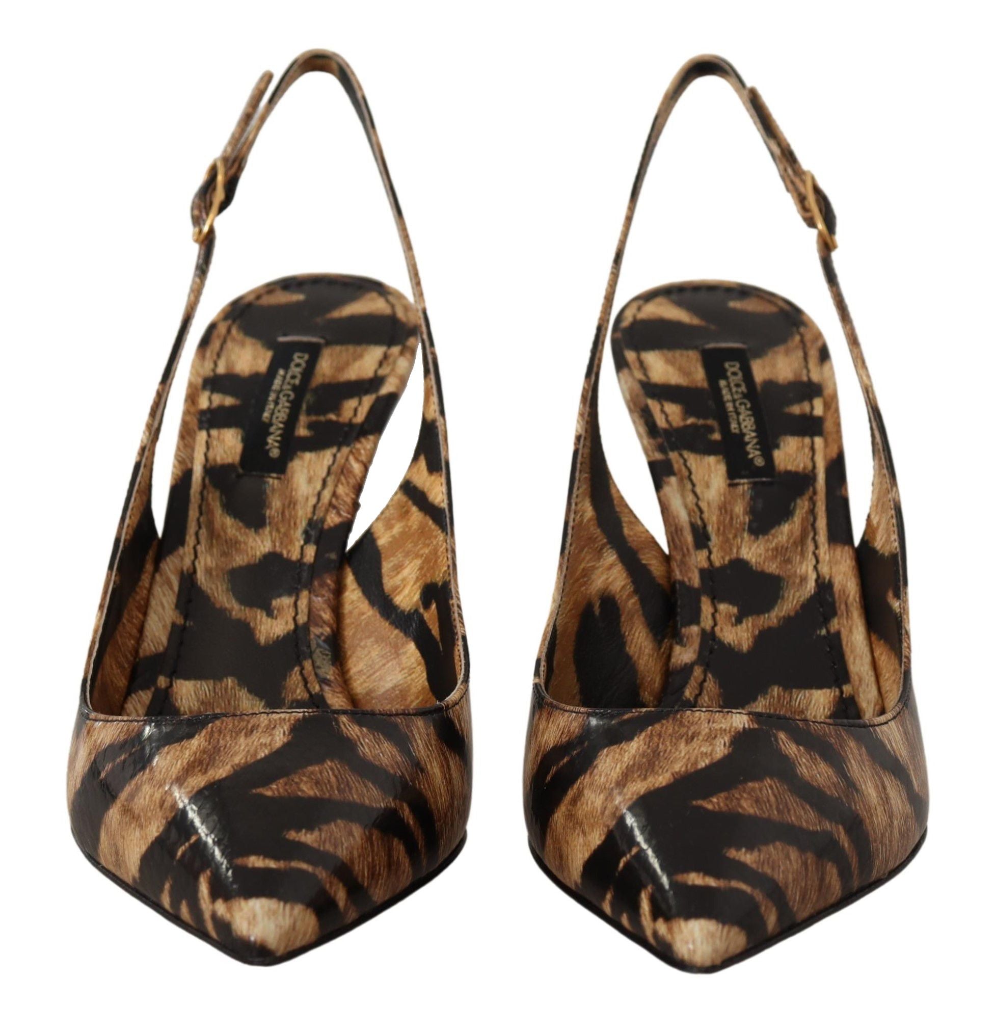 Brown Python Slingbacks with Tiger Pattern