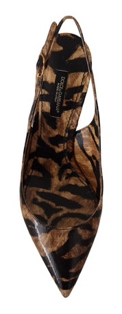 Brown Python Slingbacks with Tiger Pattern