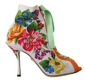 Vita Jersey Stretchstövlar Öppna Tå Klackskor