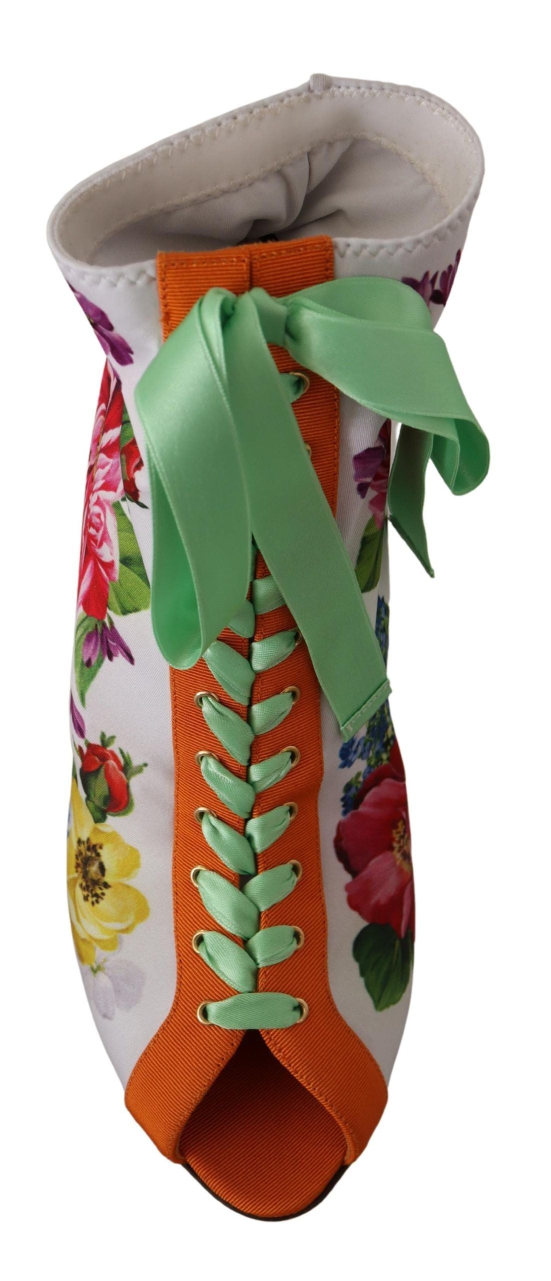 Vita Jersey Stretchstövlar Öppna Tå Klackskor