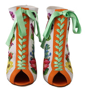 Vita Jersey Stretchstövlar Öppna Tå Klackskor