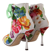 Vita Jersey Stretchstövlar Öppna Tå Klackskor