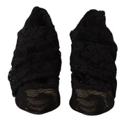 Black Stretch Socks Taormina Lace Boots Shoes