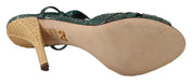 Green Python Strap Sandals Heels Shoes