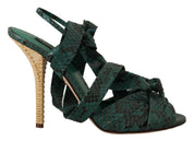 Green Python Strap Sandals Heels Shoes