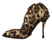 Gold Leopard Sequins Heels Boots Shoes