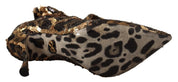 Gold Leopard Sequins Heels Boots Shoes