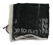 Svartvit mönstrad foulard i ull och viskos