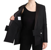 Black Long Sleeves Double Breasted Jacket