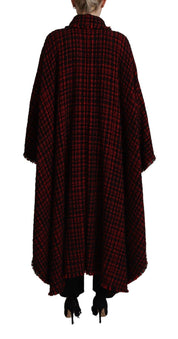 Black Red Cotton Checkered Over Coat Jacket