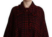 Black Red Cotton Checkered Over Coat Jacket
