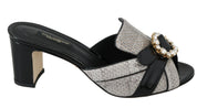 Black Gray Exotic Leather Crystals Sandals Shoes