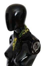 Svart Gul Blommig Omlottsjal Foulard Halsduk