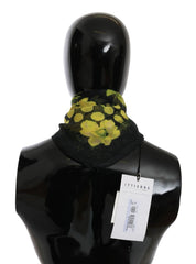 Svart Gul Blommig Omlottsjal Foulard Halsduk