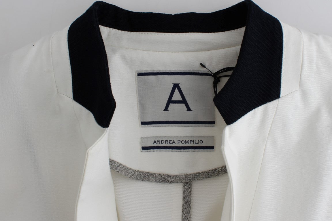 Vit bomullsblandad oversized kavajjacka