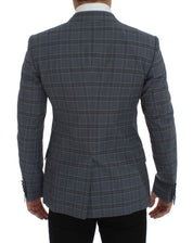 Blue Checkered Slim Fit Blazer Jacket