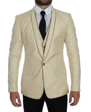Beige Polka Dot Silk 2 Piece Blazer