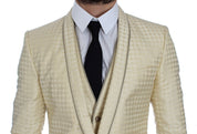 Beige Polka Dot Silk 2 Piece Blazer