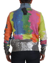 Multicolor Turtleneck Pullover Mohair Sweater