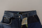 Blue Jeans Jacquard Majolica High Waist Pants