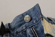 Blue Jeans Jacquard Majolica High Waist Pants