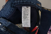 Blue Jeans Jacquard Majolica High Waist Pants