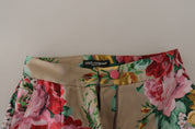 Beige Floral Dress Formal High Waist Pants