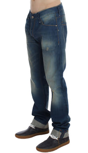 Blue Wash Denim Cotton Stretch Baggy Fit Jeans