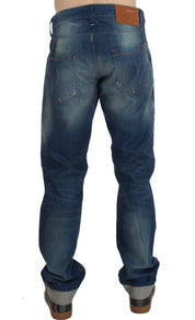 Blue Wash Denim Cotton Stretch Baggy Fit Jeans