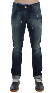 Blue Wash Cotton Denim Slim Fit Jeans