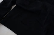 Black Wool Logo Pattern Crewneck Pullover Sweater