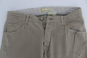 Beige Cotton Patchwork Jeans