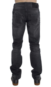 Gray Cotton Regular Low Fit Jeans