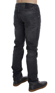 Gray Cotton Regular Low Fit Jeans